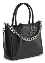 Laurina Tasche aus genarbtem Kalb-Nappaleder mit Zierkette SCHWARZ