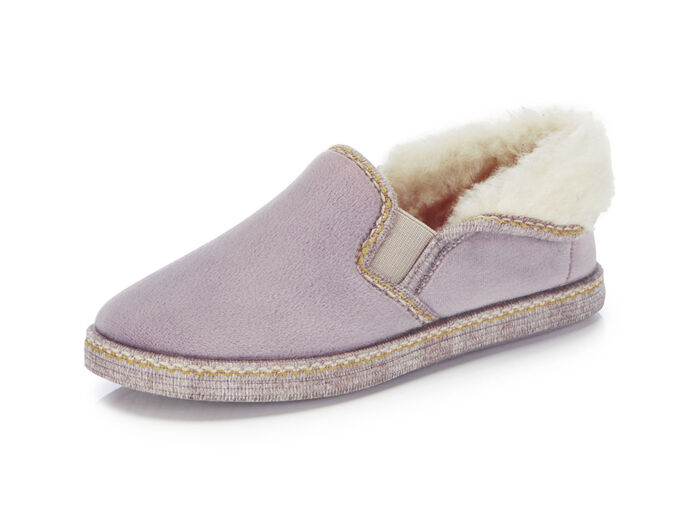 Laurina, warme Damen-Hausschuhe, mit Gummizug FLIEDER