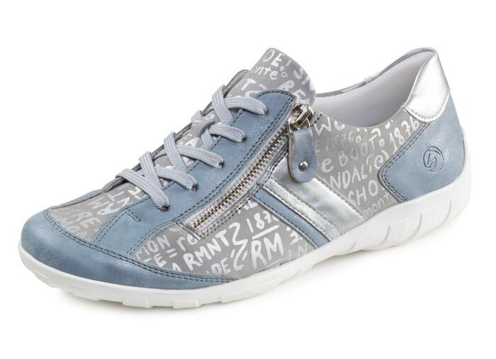 Remonte, bequeme Damen-Sneaker, Weite G, mit herausnehmbarem Fu&szlig;bett HELLBLAU-SILBER