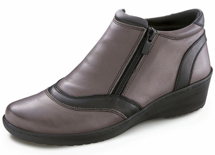 Gemini, bequeme Damen-Boots, Weite H, mit herausnehmbarem Fu&szlig;bett GRAU-SCHWARZ