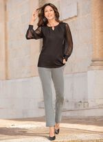 Shirt mit langen Chiffonärmeln SCHWARZ