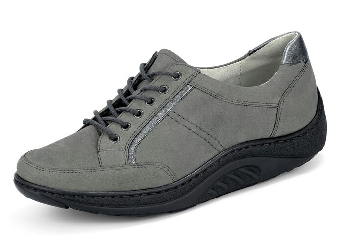 Waldl&auml;ufer Schn&uuml;rschuh mit edlen Metallicleder-Eins&auml;tzen GRAFIT