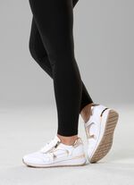 ELENA EDEN, sytlische Damen-Sneaker, Weite H, mit herausnehmbarem Fu&szlig;bett WEISS-GOLD