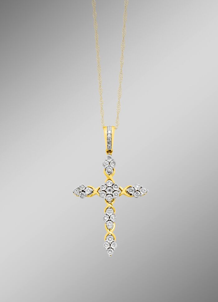 Edler Kreuz-Anh&auml;nger mit Diamanten 