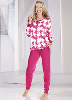 Schlafanzug, Langarm, Knopfleiste  sowie B&uuml;ndchenabschl&uuml;sse 