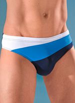 Badehose in Slipform mit bunten Eins&auml;tzen 