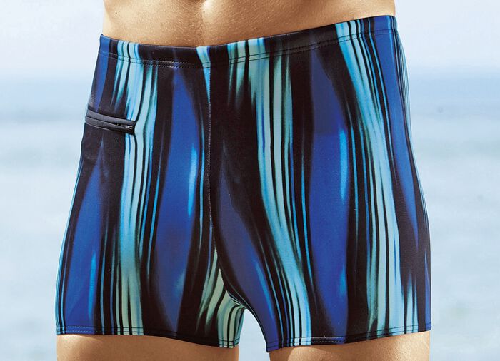 Schwab Badehose in höherer Kastenform mit Reißverschlusstasche ROYALBLAU-SCHWARZ
