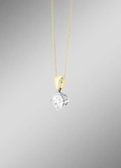 Solitär-Anhänger in Bicolor mit Brillant 