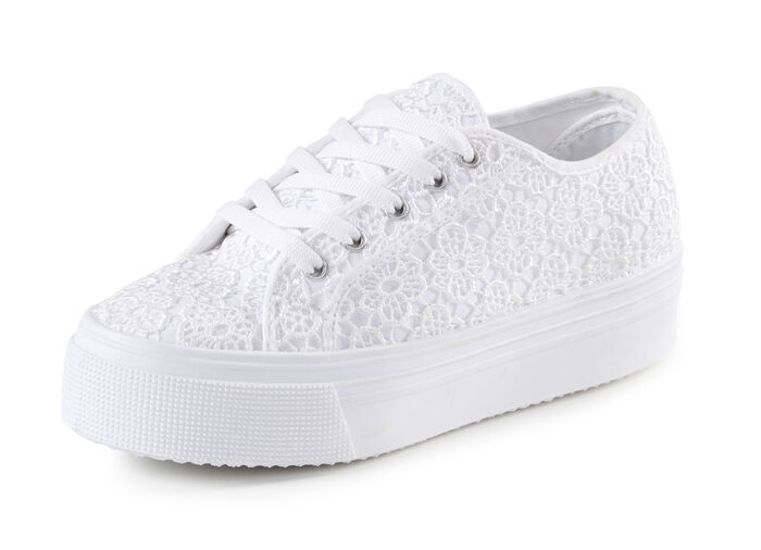 Elegante Damen-Schnürschuhe, mit herausnehmbarem Fußbett WEISS