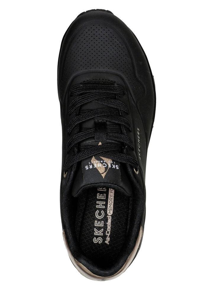 SKECHERS, bequeme Damen-Sneaker, mit sichtbarem Luftpolster SCHWARZ-GOLD