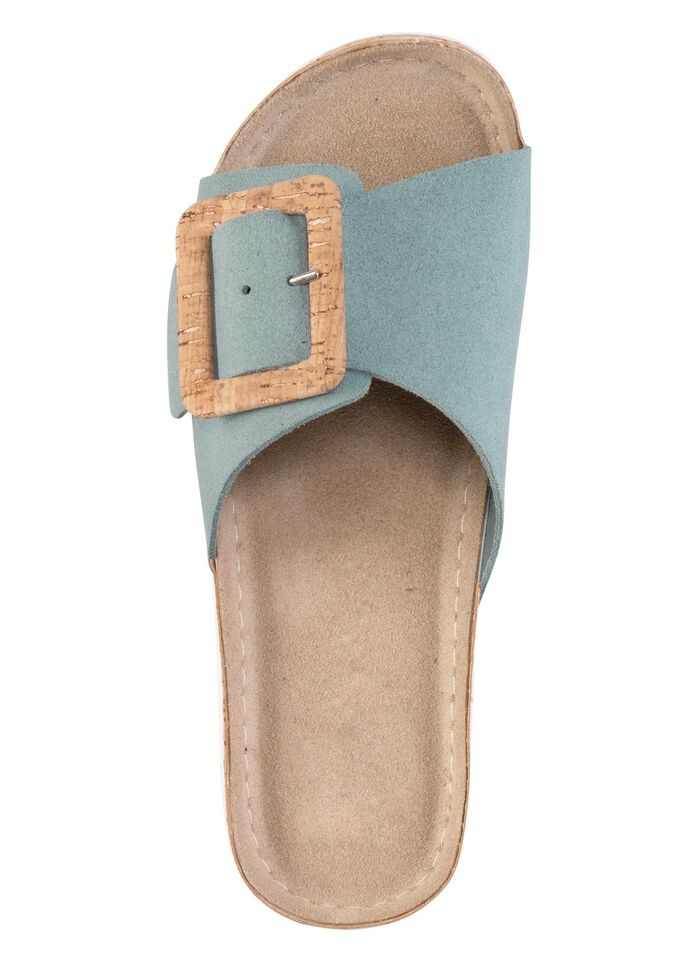 ELENA EDEN, trendige Damen-Pantoletten, aus Leder BLEU