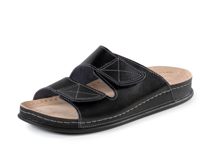 Klassische Herren-Pantoletten, mit Klettverschluss SCHWARZ