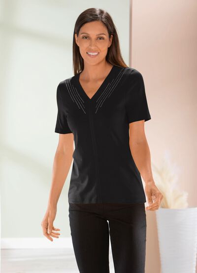 Shirt mit edler Strasszier in 2 Farben 