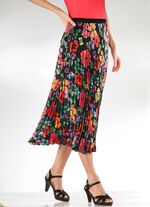 Plissee-Rock mit floraler Dessinierung SCHWARZ-BUNT