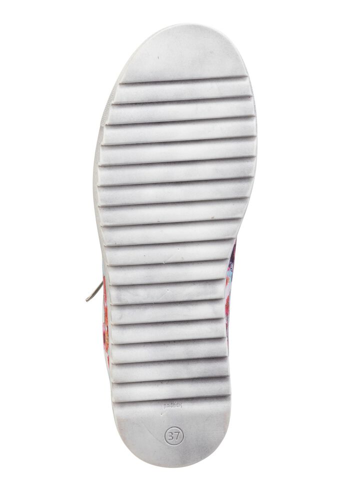 Gemini Schn&uuml;r-Sneaker aus beschichtetem, floral bedrucktem Nappaleder WEISS-PINK