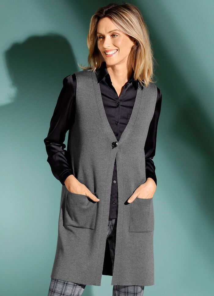 Strickweste mit dekorativem Verschluss GRAU MELIERT