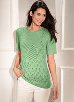 Pullover mit Ajourmix und feinen Strukturen HELLGR&Uuml;N