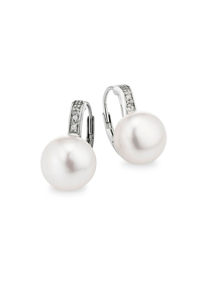 Ohrringe mit S&uuml;&szlig;wasser-Zuchtperlen und Diamanten 