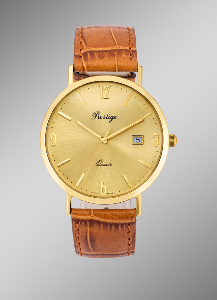 Geneve 585 Gold Uhr Herren ▻ Prestige-Quartz-Herrenuhr Mit