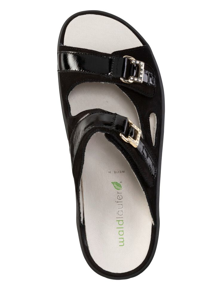 Waldl&auml;ufer Pantolette mit Metallschmuck mit Glitzersteinchen SCHWARZ