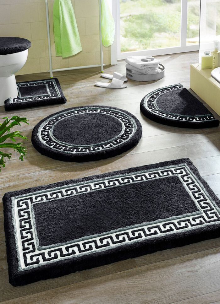 Badgarnitur mit M&auml;ander-Bord&uuml;re ANTHRAZIT