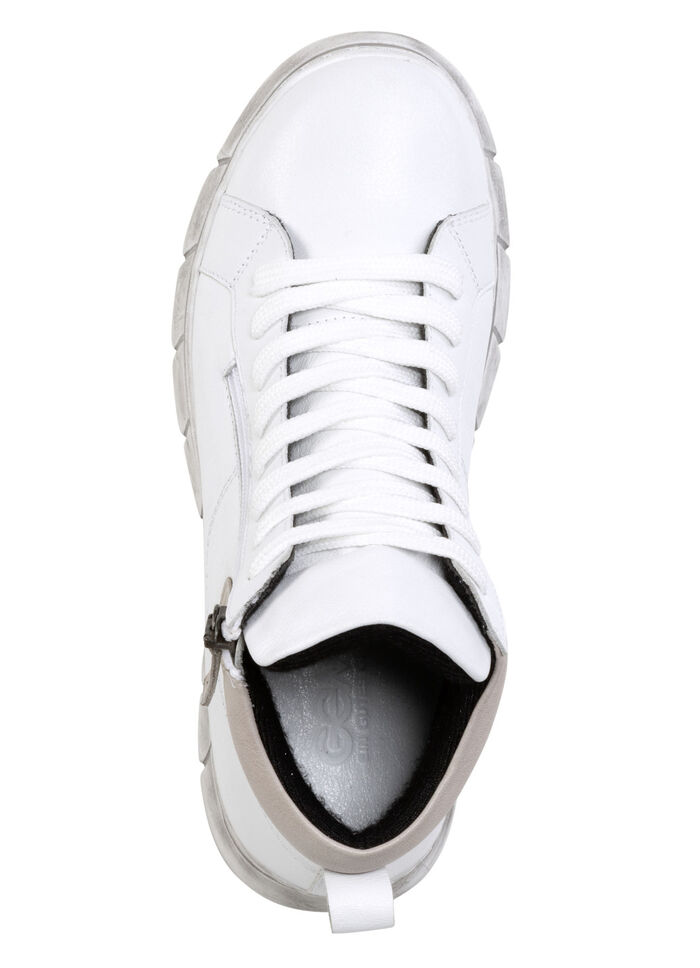 Gemini Schnür-Bootie aus weichem Rind-Nappaleder WEISS-TAUPE