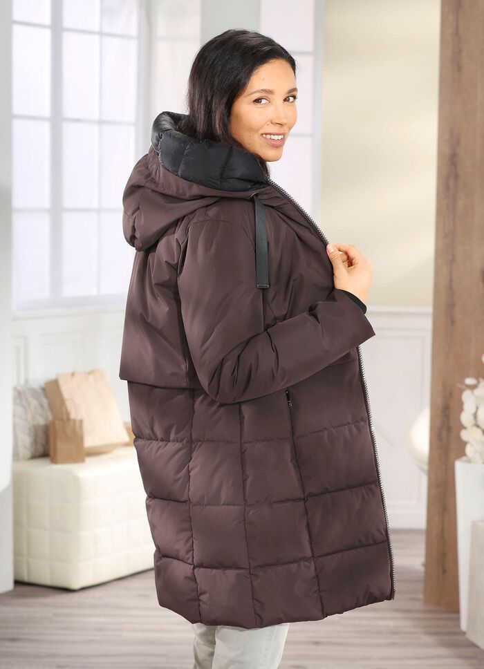 Funktions-Longparka mit angeschnittener Kapuze 