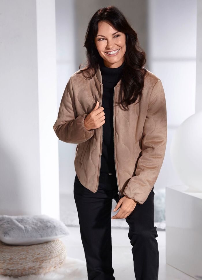 Kurzjacke aus Veloursleder-Imitat 