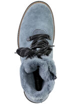 Waldläufer Schnür-Stiefelette mit kuscheligem Kragen aus Lammfell JEANSBLAU