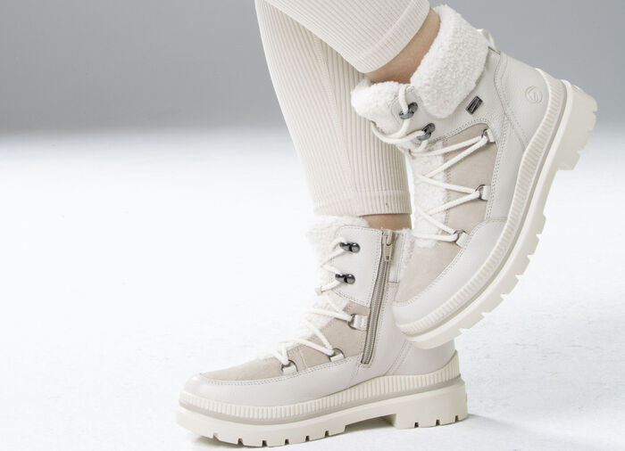 Remonte, gefütterte Damen-Boots, Winterschuhe, Weite G, mit Reißverschluss ECRU-BEIGE