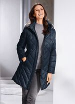 Daunen-Kurzmantel mit abnehmbarer Kapuze NAVY