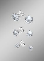 Ohrstecker-Set, 3 Paar, mit synth. Zirkonia 