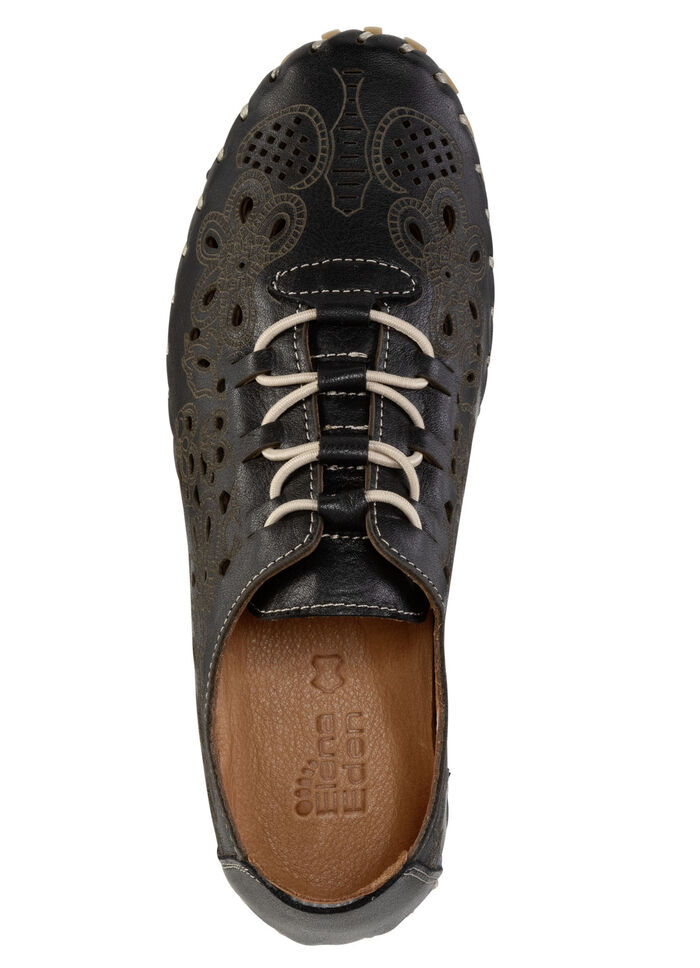 ELENA EDEN Slipper aus weichem Nappaleder mit Prägung SCHWARZ