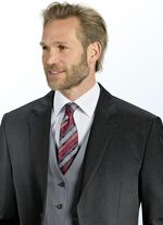 Ausdrucksvoll gestreifte Krawatte BORDEAUX-DUNKELGRAU-MITTELGRAU-ROT GESTREIFT