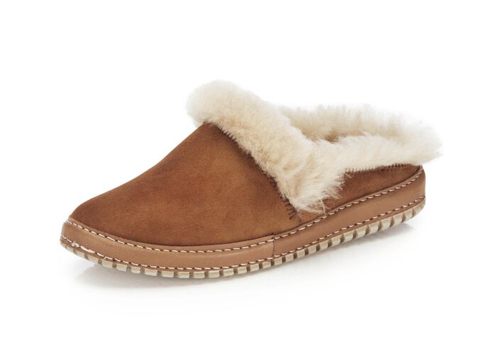 Gemini Pantoffel aus weichem, bestem Veloursleder COGNAC-BEIGE