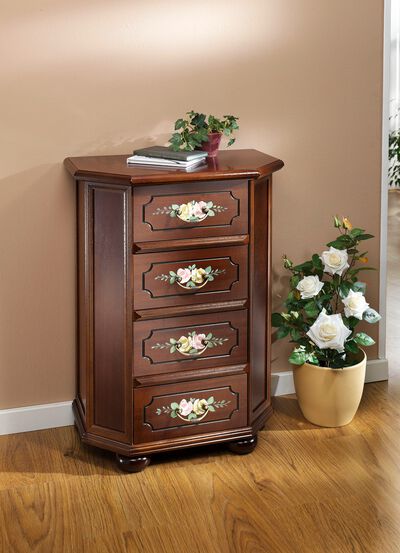 Stilvolle Kommode mit handbemalter Blumendekoration 