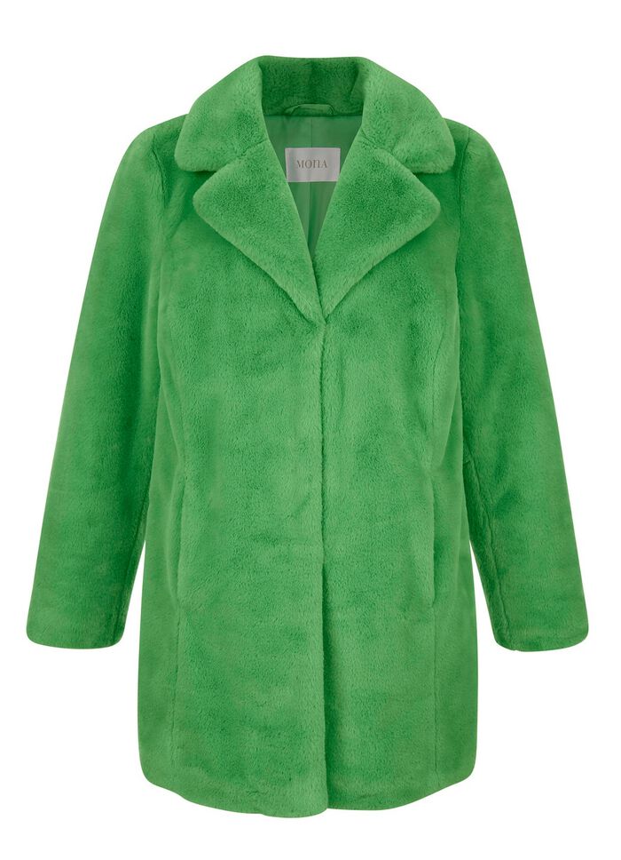 Webpelzjacke mit Reverskragen GR&Uuml;N