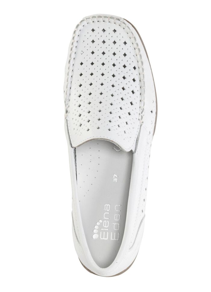 ELENA EDEN, sommerliche Damen-Slipper, Weite H, mit herausnehmbarem Fu&szlig;bett WEISS