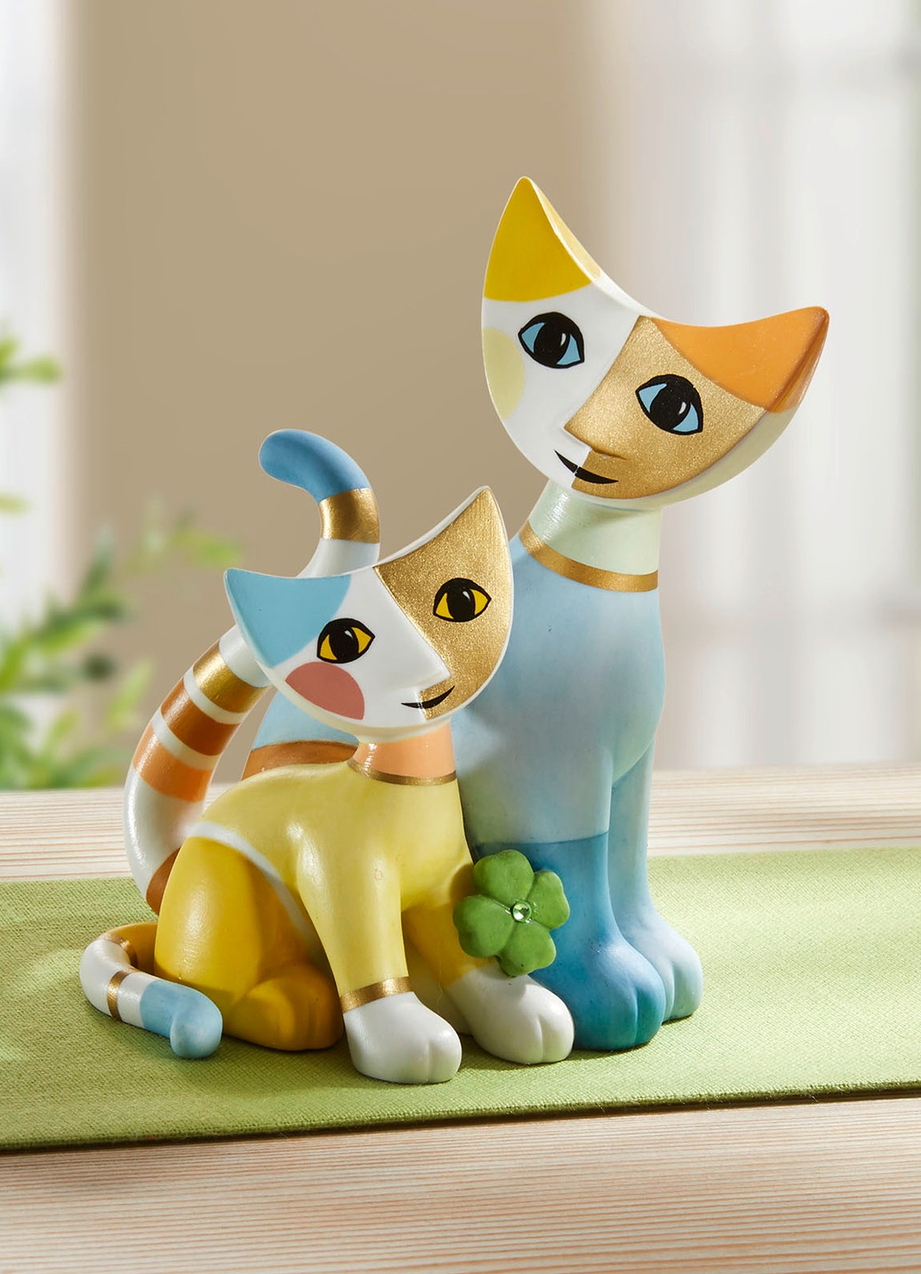 Goebel Cat pair mini cats Mio e Bea by artist Rosina Wachtmeister from Biscuit porcelain, 31400841, 7,5x4x7,5 cm